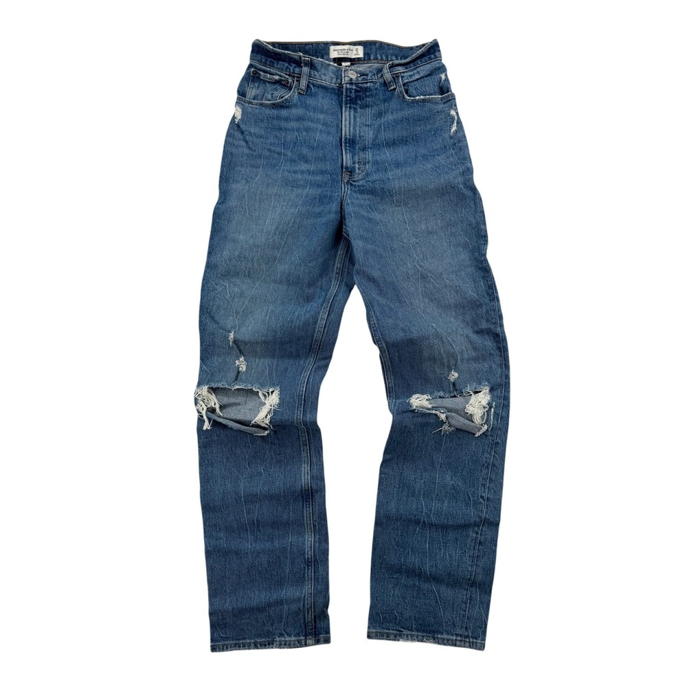 Abercrombie & Fitch 90s Straight Jeans Women 27/4R Blue Excellent Distressed